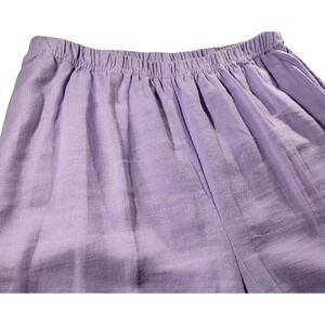 Russ Berens Linen Pants Lavender Pull On Elastic Waist Made In USA Womens Medium